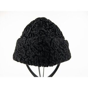Adam Meldrum & Anderson Black Boiled Wool Hat with Ear Covers Size M Winter Cap